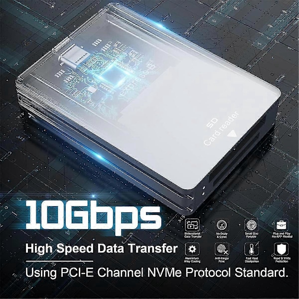2 in 1 CFexpress Type B SD-kortinlukija CFexpress-lukija USB 3.2 10 Gbps kaksoispaikka /A-kaapelilla yhteensopiva