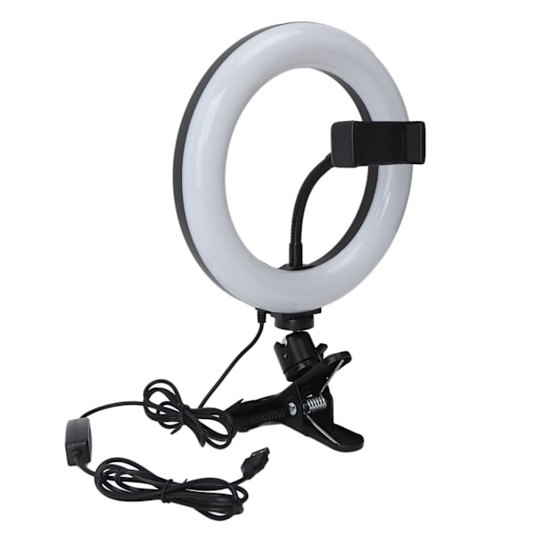 Selfie Ring Light ABS Justerbar Farge og Lysstyrke Klips på LED Fylllys for Live Streaming Sminke Møte Videosamtaler