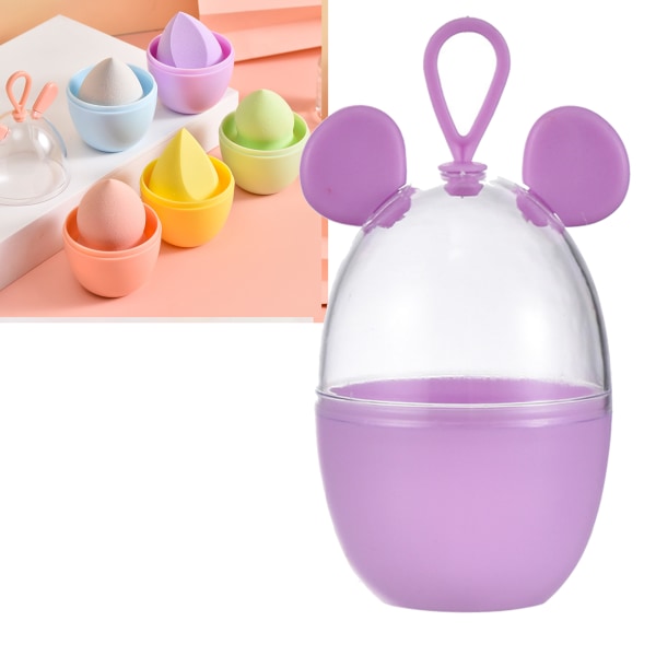 Cartoon Makeup Sponge Holder - Støvtett Beauty Blender Case med hengende tau lilla Purple