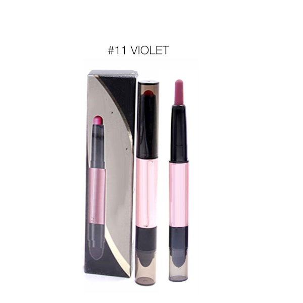 Dobbelthodet Matt Lipgloss Leppestift Langvarig Vanntett Leppestift 11#