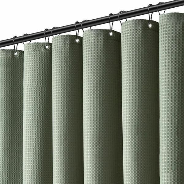 Grön duschdraperi - Tungviktigt texturerat våffeltyg duschdraperier för badrum, lyxigt viktat polyestertyg badgardinset 80cm180cm