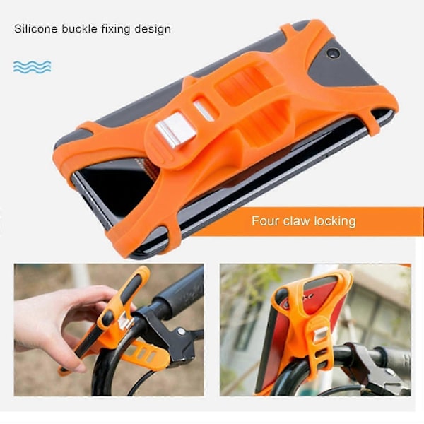Cykeltelefonhållare Cykel Smartphone Fäste Halkfri Design Ultralätt Mjuk Elastisk Universal Orange Stor