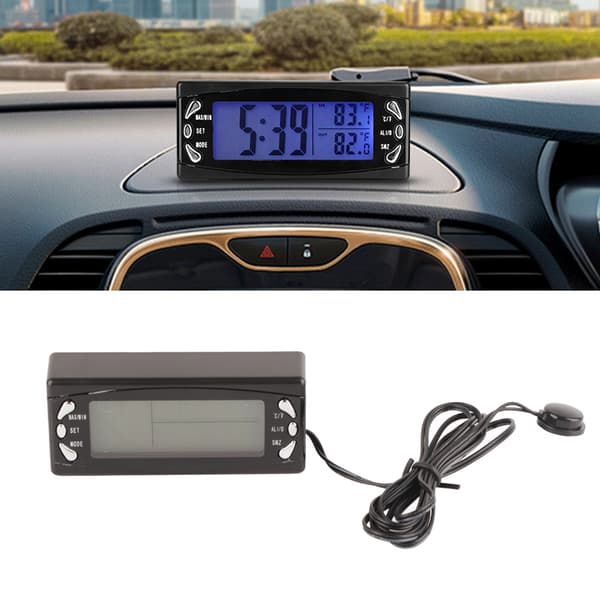 12V Digital Biltermometer Fordonsklocka LCD Temperaturmätare med Larmfunktion CT23