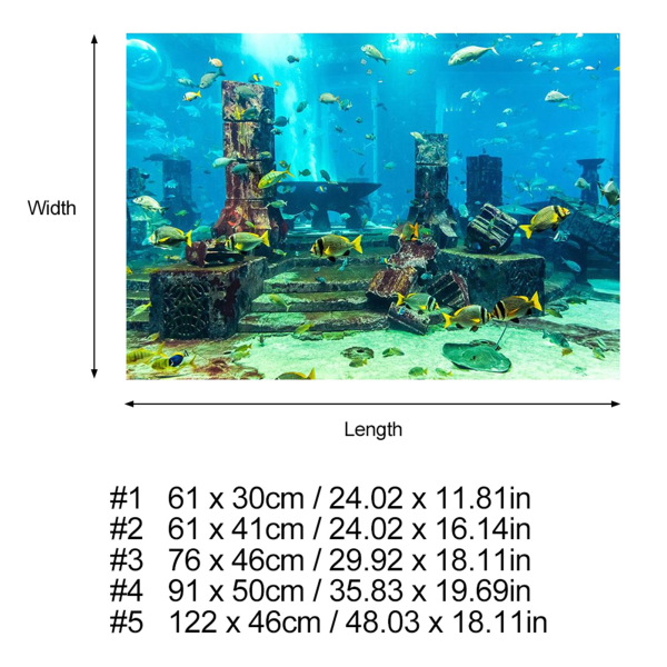 Underwater Coral Aquarium Fish Tank Veggdekor plakat 76*46cm 76*46cm