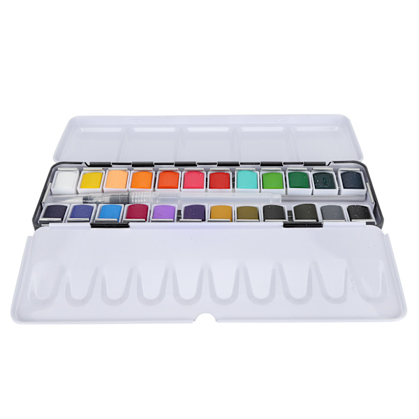 Vannfarge Maling Bærbar Lys Farge Vannfarge Pigment Sett Maling Rekvisita med Boks 24 Farger