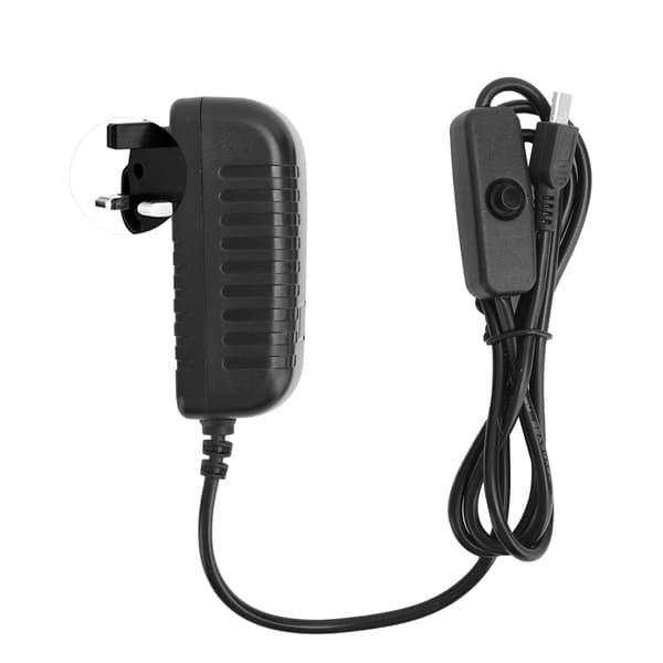 Strömförsörjning för Raspberry Pi 5V 3A med strömbrytare integrerad Micro USB-adapter 100‑240V UK-kontakt
