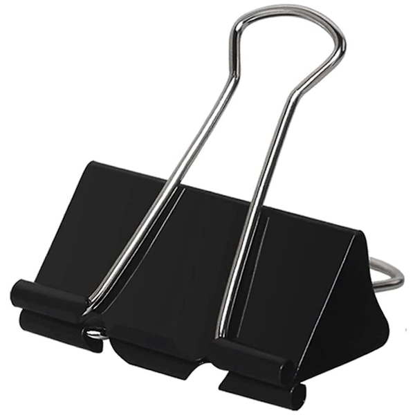 48 STK 51MM Store Papirclips Binder (Sort)
