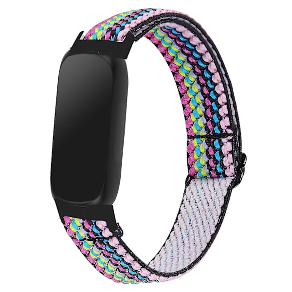 Fitbit Inspire 3 Nylon Elastinen Punottu Solo Loop Urheilukellohihna Mustalla Liittimellä