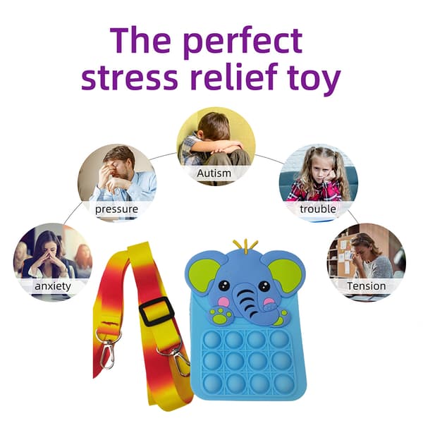 Push Bubble Toy Axelväskor Silikon Stressavlastande Sensorisk Leksak Förvaringsväska Mode Axelväska för Present Barn