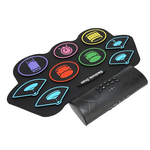 9 Pads Farge Elektronisk Tromme Ekstern Stemme Bærbar Trommeøvelse Pad Sett BT Støtte 100‑240V EU Plugg
