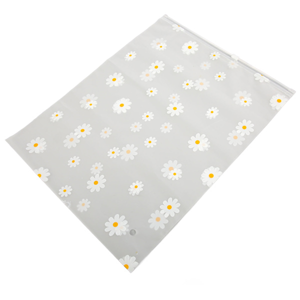 30 st Frostade plastpåsar med dragkedja Daisy Pattern Återanvändbara lätta bärbara skjortor förpackningspåsar för kläder