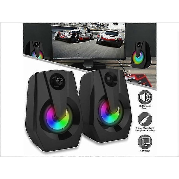 Pc Gaming Led Høyttalere Surround Lydsystem Høy Dyp Bass Usb Kablet Pc Laptop Datamaskin Stasjonær Høyttaler Zekai