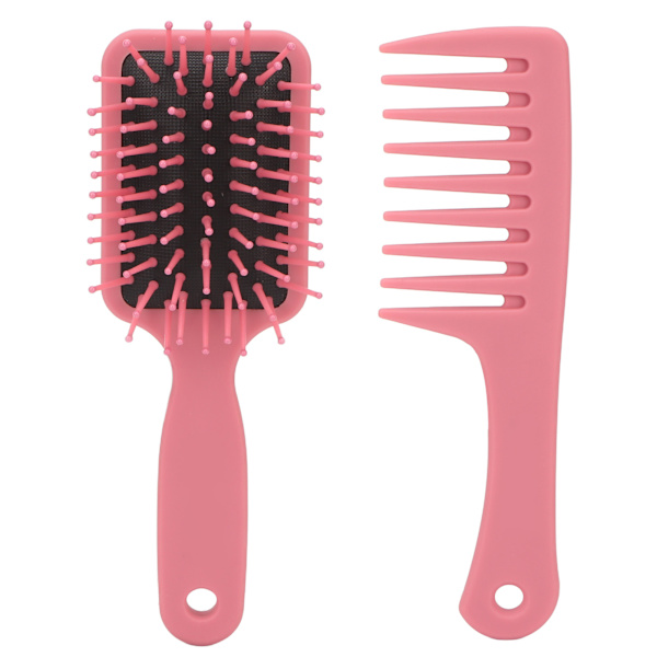 2 st hårkam borste set styling bärbar hårbotten massage torr våt paddel bred tand hårborste kam set rosa