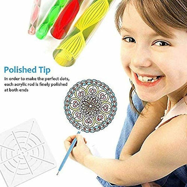 Mandala-prickverktygssatser, 25 TLG Mandala-prickverktygssats, Prickpennor Borstar Mandala Stencil Kulspetspenna Målningsbricka för målning av stenar Ritning D