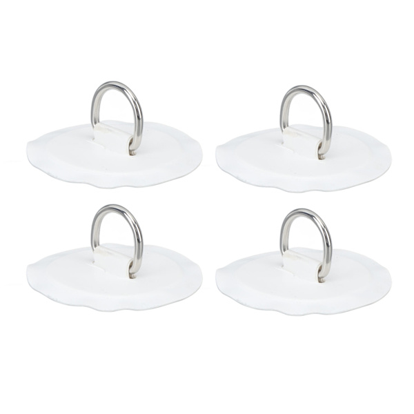 4 st D-ring lappar PVC rund form starkt rostfritt stål D-ring dyna för båt flotte paddelbräda vit