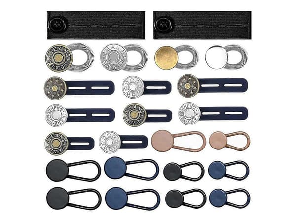 24 Pcs Invisible Jeans Extension Buttons Elastic Waist Extender Buckle