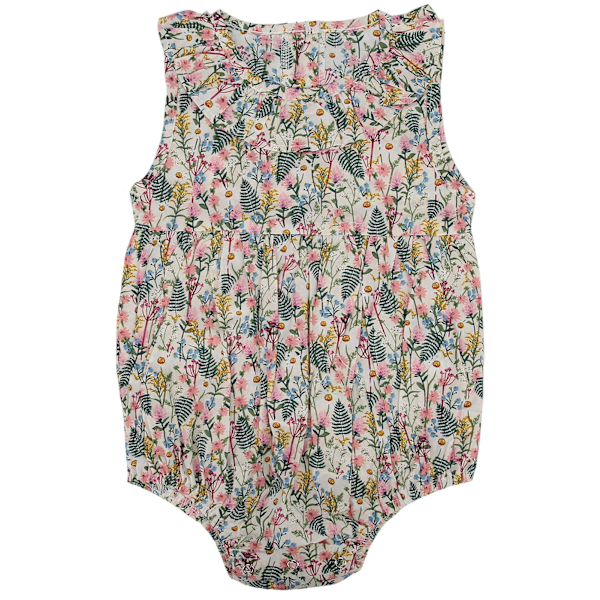 Nyfödd baby blommig jumpsuit sommar ärmlös kavajslips body för spädbarn babykläder aprikos 90cm