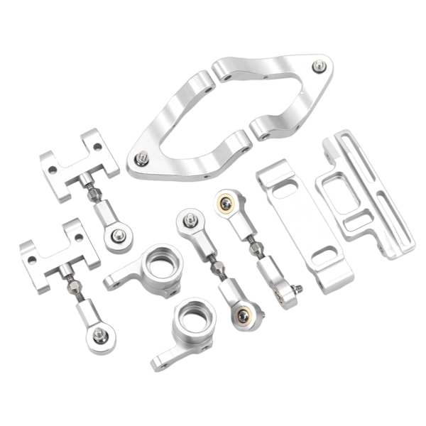 RC Aluminium Övre Nedre Upphängningsarm Styrkopp Hex Adapter Metalltillbehör Set för WPL D12 RC BilSilver