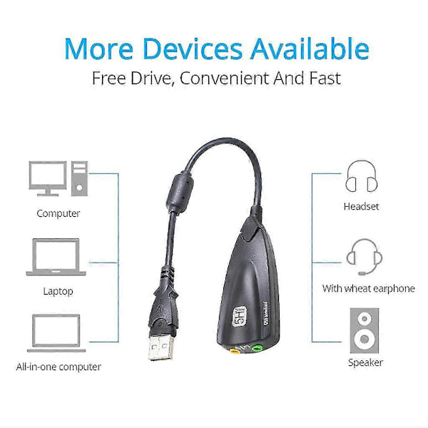 USB Ulkoinen Äänikortti Välitöntä Äänen Toistoa Varten USB - 3.5mm Adapteri