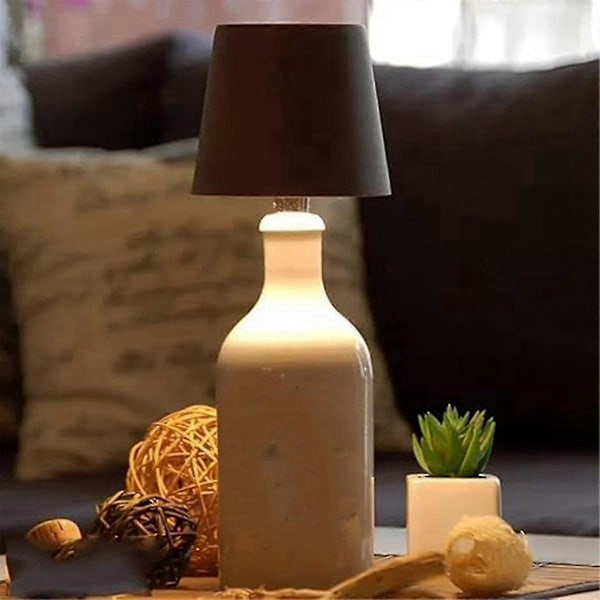 LED Vinflaskelampe 3 Farver Dæmpbar Vinflaskelys Touch Kontrol Trådløs Bordlampe 1800mah USB Genopladelig Bordlampe Ny -CHNSZ sort