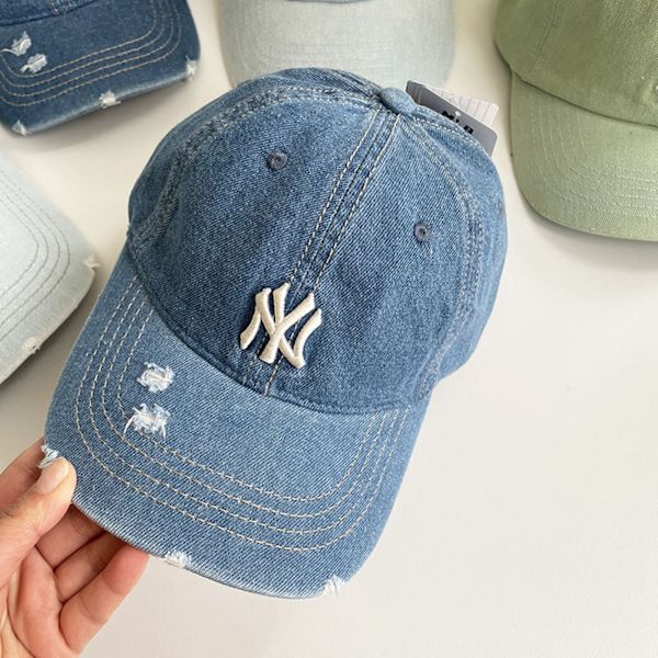 Baseballkeps med broderade bokstäver, justerbar unisex denim keps för vår sommar, randig Y M 22.05-22.83in