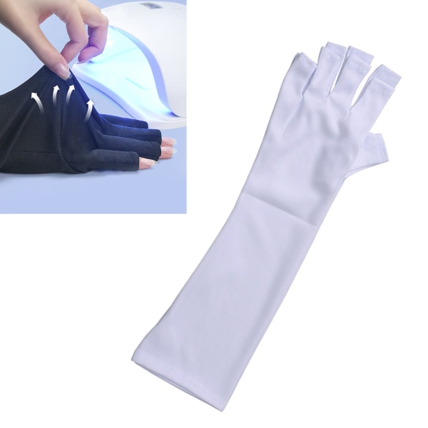 1 par Gel manikyr hansker Profesjonell Effektiv Forhindrer soling stråling UV lys hansker for manikyr Hvit Lang