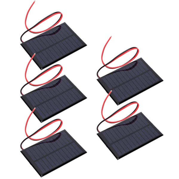 5 stk. Mini solcellepanel Epoxy cellekort strømmodul 30 cm rød og svart linje 6V0.6W