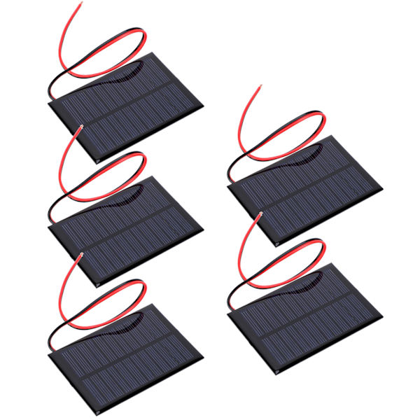 5 stk. Mini solpanel epoxy celleplade strømmodul 30 cm rød og sort ledning 6V0.6W