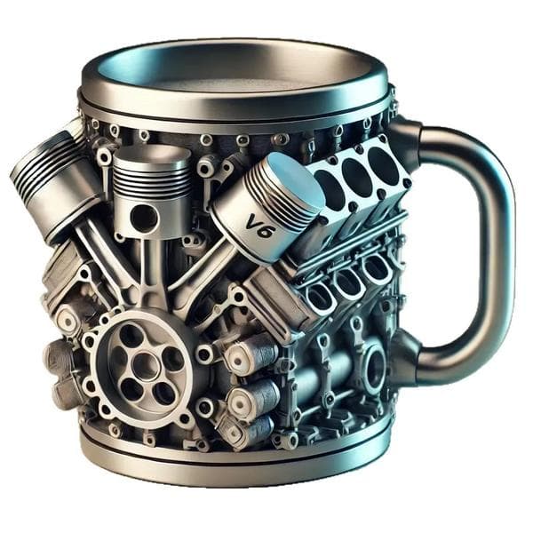 V6 Engine Stainless Steel Mug V6 Engine Stainless Steel Mug Personalized 3D Engine Creative V6 and V6 Engine Shaped Coffee Mug V6