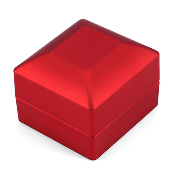 Moderigtigt LED-oplyst Ring Opbevaringsboks Smykker Display Etui Gave Rød