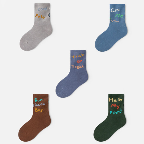 Barn Mid Tube Strumpor Mjuka Andningsbara Sömlösa Pojk Mid Calf Strumpor för Höst Vinter XL (9-12 År Gamla 7,9-9,1in)