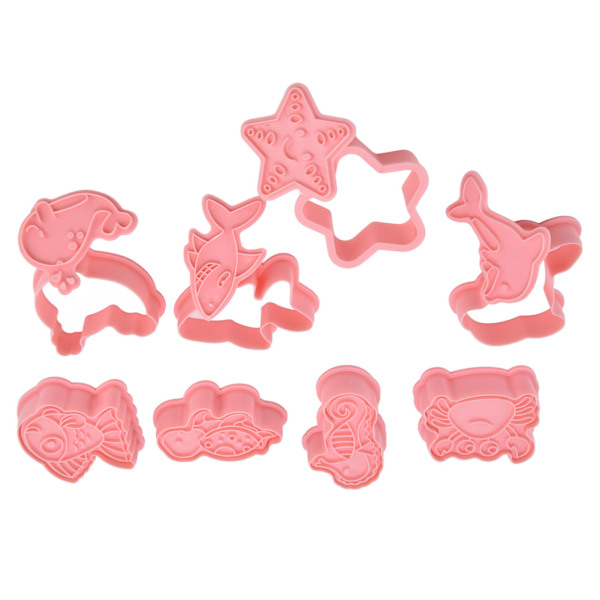 Plastik Cookie Cutters Havdyr Mønster 3D Tegneserie Bage Pressbar Form til Køkken Bagværk