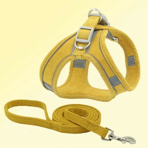 Liten Medium Stor Hund Varsel Reflekterende Sele Polstret Vest og Front Nylon Bånd Justerbar Bryststropp Sikkerhetsgul/XS