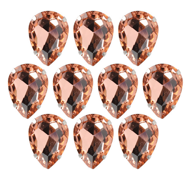 10 stk. sy på rhinsten krystaller skinnende knapper dekoration til DIY håndværk tøj sko tasker (0,71 x 0,75 tommer pink dråbeformet)