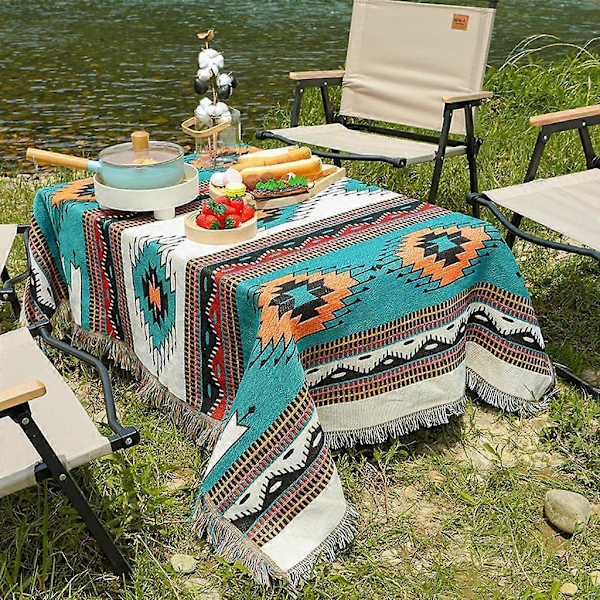 (L) Boho-sohvanpeitto, atsteekkityylinen, käännettävä sohvanpeitto kotiin, toimistoon, matkoille, retkeilyyn