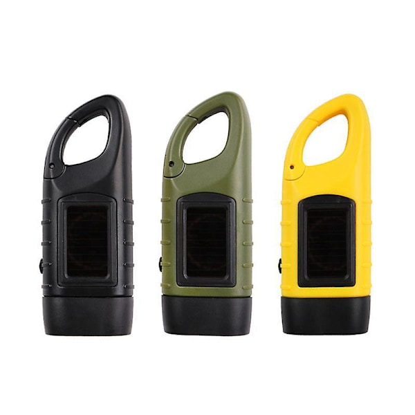 3-pack handvevad solcellslampa, uppladdningsbar LED-lampa för nödsituationer, överlevnadslampa, utomhussporter, grön
