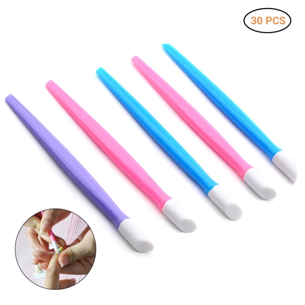 30 kpl Nail Cuticle Pusher Muovinen Kahva Nail Art Tool PVC Käteinen kynsien puhdistusaine