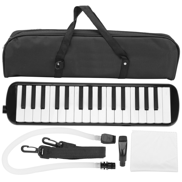 IRIN Melodica 32 Key Wind Musical Instrument Lämplig för Nybörjare Practice Bag (svart)