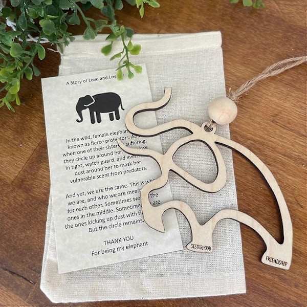 Søsterskap Vennskap Elefant Ornament, Tre Elefant Julepynt, Elefant Ornament For Kvinner Stamme, Julegave -CHSZ 2 stk