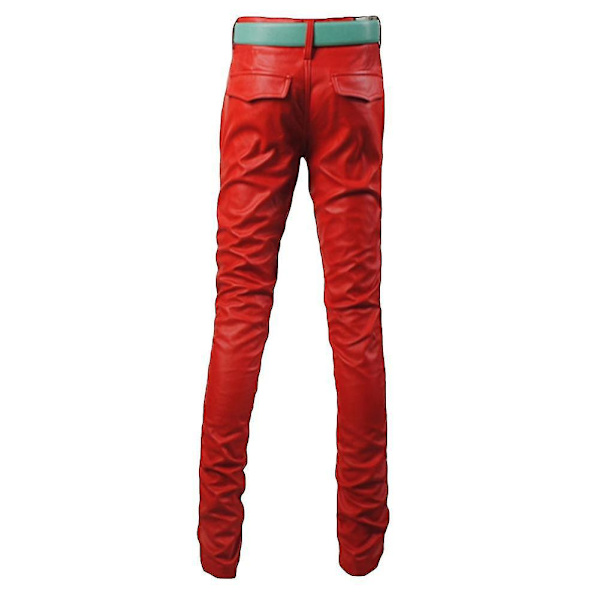 Miesten Slim Fit Nahkahousut EU 29 Punainen