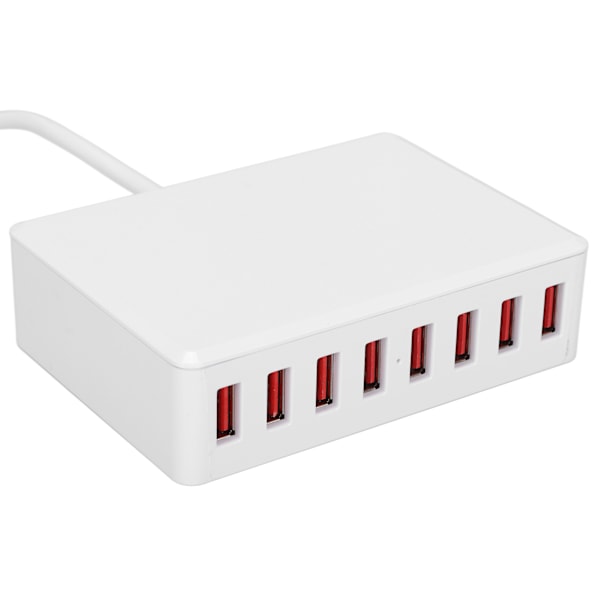 2.4A 40W 8 porte USB-oplader bærbar USB-skrivebords smart opladestation til telefoner tabletsUK stik 100‑240V