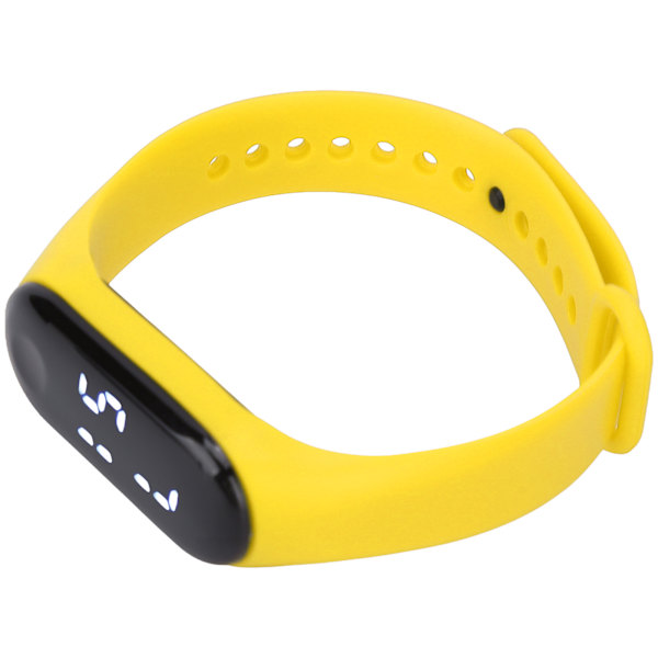Digitalur LED Hvidt Lys Display Plast Spejl Elektronisk Bevægelse Silikone Strap Sportsur til Student Gul