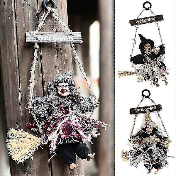 Halloween Fest Heks Vegg Dør Hengende Soverom Hjem Leker Fancy Dekor Prop Grå