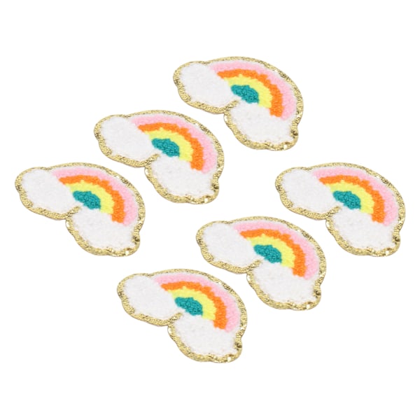 6 stk. Regnbue Patches Lyse Farve Regnbue Sky Mønster Bomuld DIY Broderi Stryge På Tøj Patches