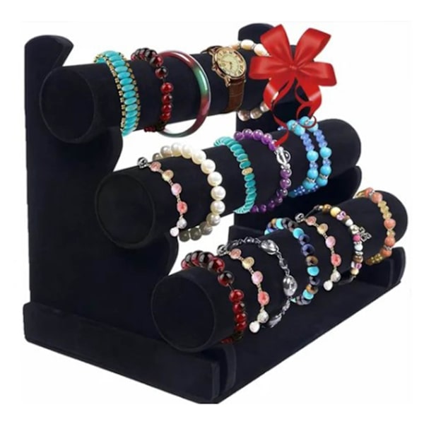 3-lags armbåndsholder armbåndsur Halskæde Display Opbevaring Smykkeholder Stand Display Organizer