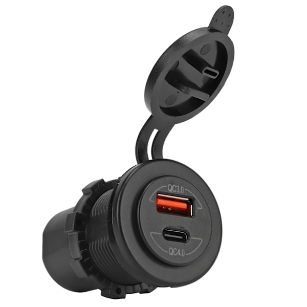 Bil USB-portlader QC4.0 PD-grænseflade Hurtigopladning 12-24V 60W med blå terminal til RV-både Motorcykler Oplader med 20cm/7.9in kabel