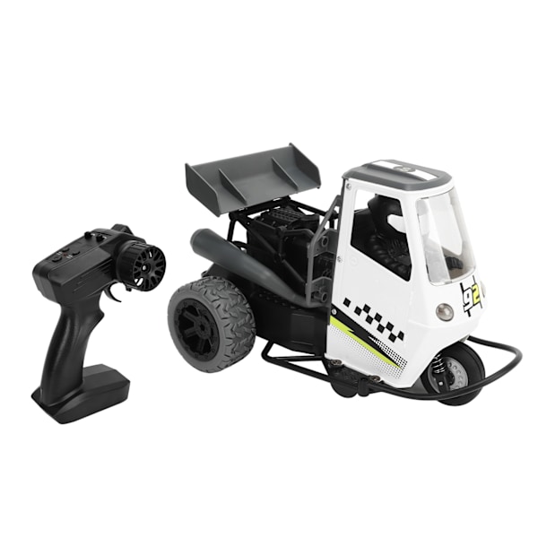 Trehjulet RC-bil 1/18 skala Retro fjernbetjening højhastigheds driftbil med spray og lys til voksne børn grå