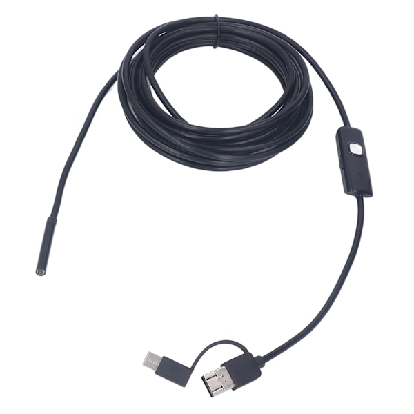Endoskopkamera Mobiltelefon PC USB Type C 3 i 1 for Android med LED-lys for bil 5 meter stiv ledning 5,5 mm