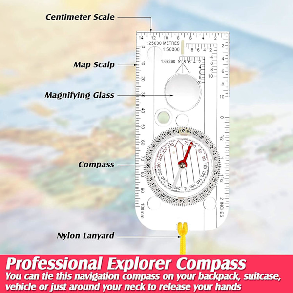 Justerbar deklination Orienteringskompass för Expeditionsvandring