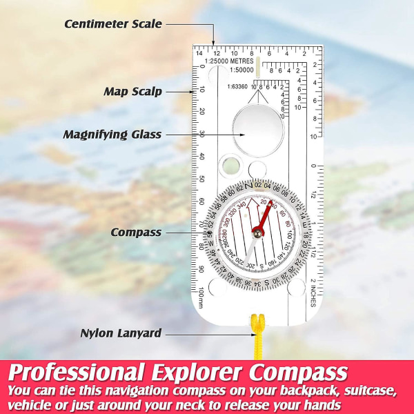 Justerbart deklinasjonsorienteringskompass for ekspedisjonsvandring